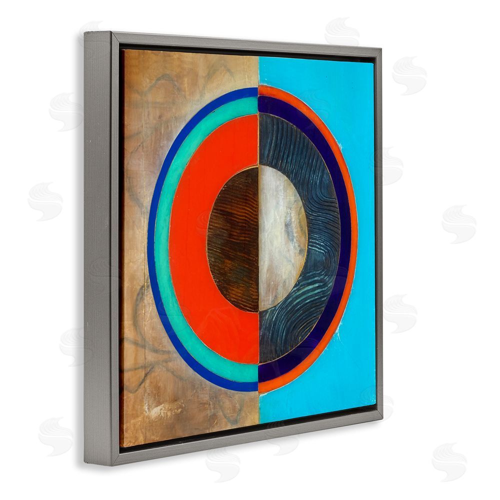 Matthew Finger Red Arc Summer Circle Gray Floating Frame Canvas Wall Art Print
