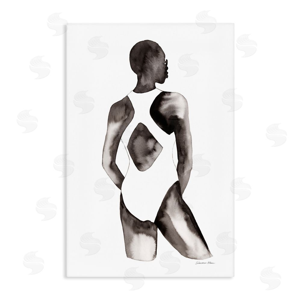 Simone Elum Beach Day Swimsuit Silhouette Canvas Wall Art Print