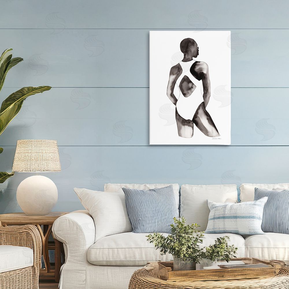 Simone Elum Beach Day Swimsuit Silhouette Canvas Wall Art Print in Room