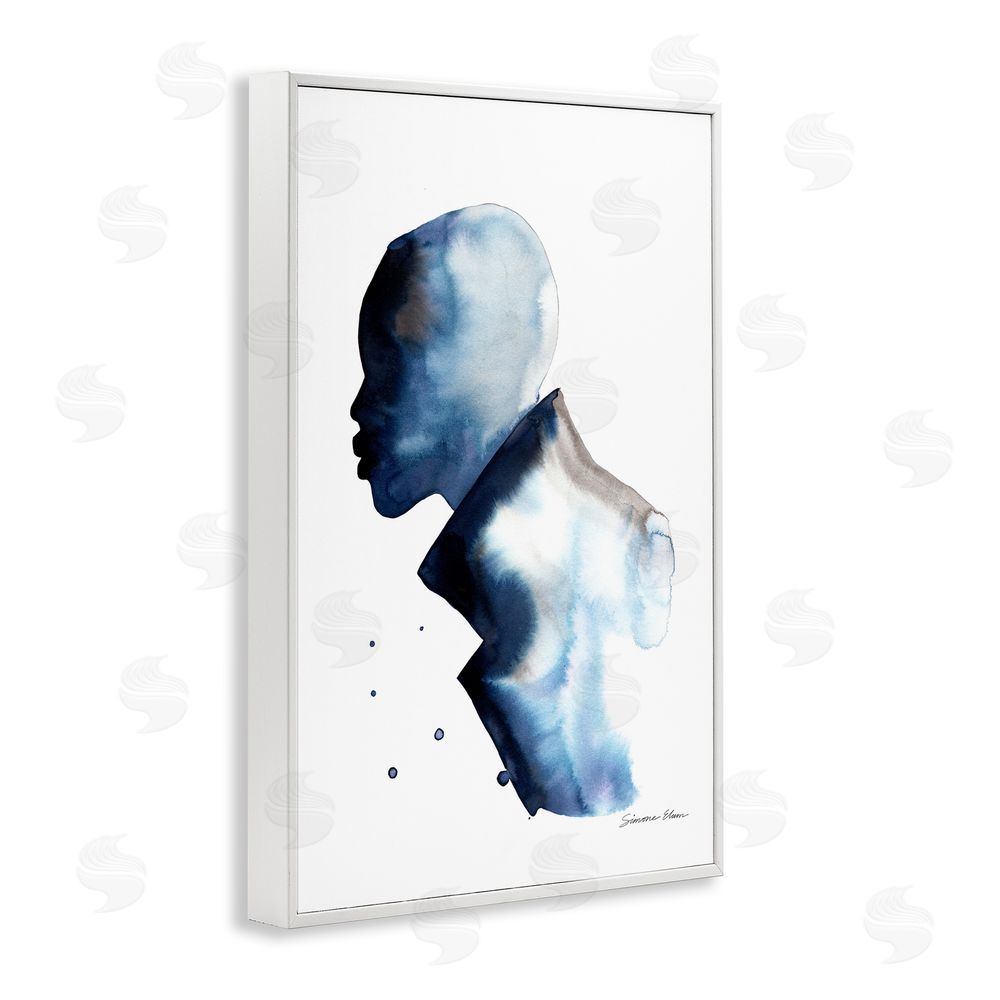Simone Elum Feeling Blue Portrait Silhouette White Framed Giclee Wall Art Print