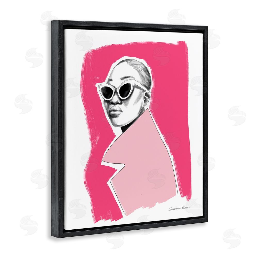 Simone Elum Pink Attitude Fashion Portrait Black Floating Frame Canvas Wall Art Print