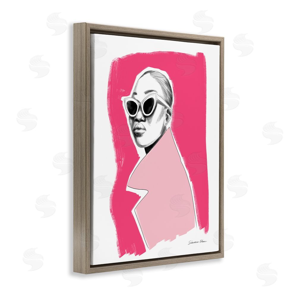 Simone Elum Pink Attitude Fashion Portrait Brown Floating Frame Canvas Wall Art Print