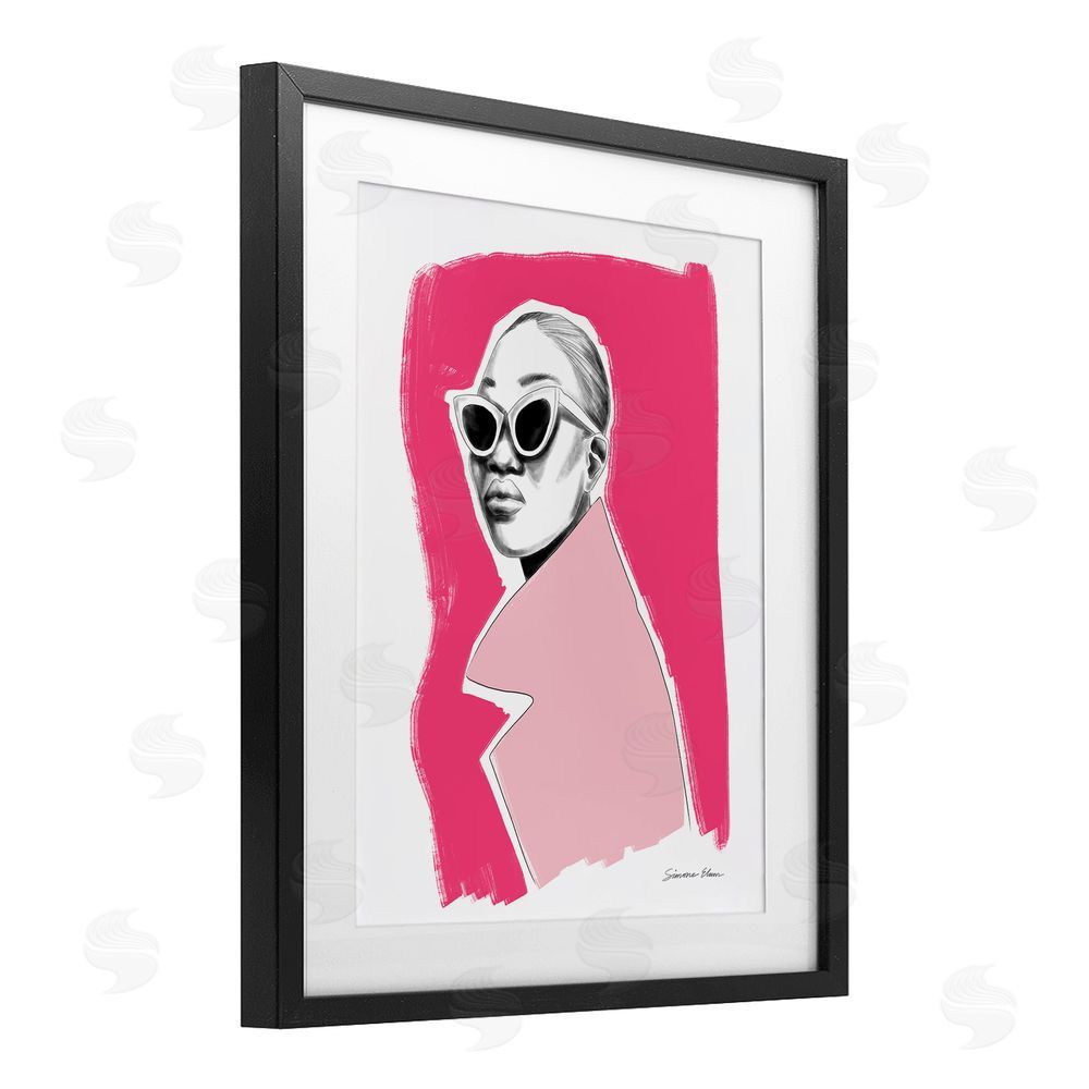 Simone Elum Pink Attitude Fashion Portrait Black Framed Print Under Glass Wall Art