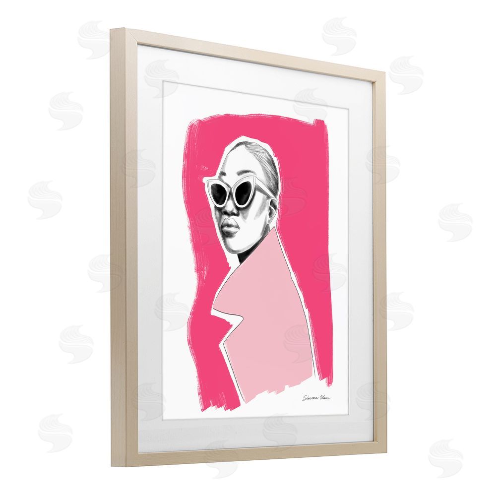Simone Elum Pink Attitude Fashion Portrait Birch Framed Print Under Glass Wall Art