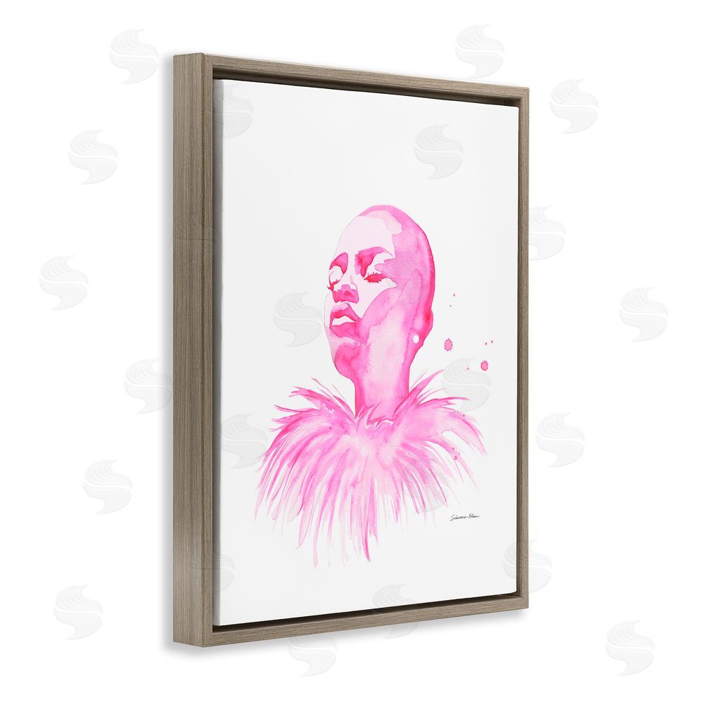 Simone Elum In A Pink Mood Portrait Brown Floating Frame Canvas Wall Art Print