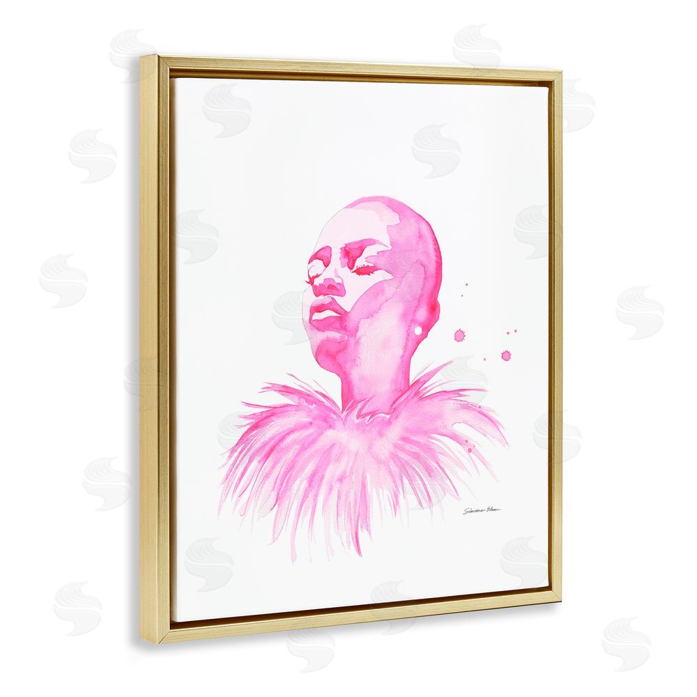 Simone Elum In A Pink Mood Portrait Gold Floating Frame Canvas Wall Art Print