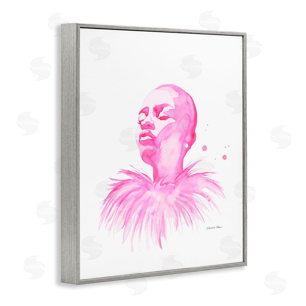 Simone Elum In A Pink Mood Portrait Gray Framed Giclee Wall Art Print