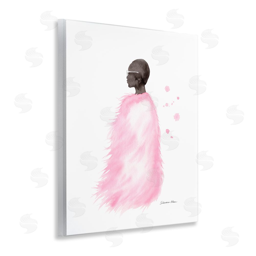Simone Elum Pink Fur Coat Portrait Wall Plaque Printed Art