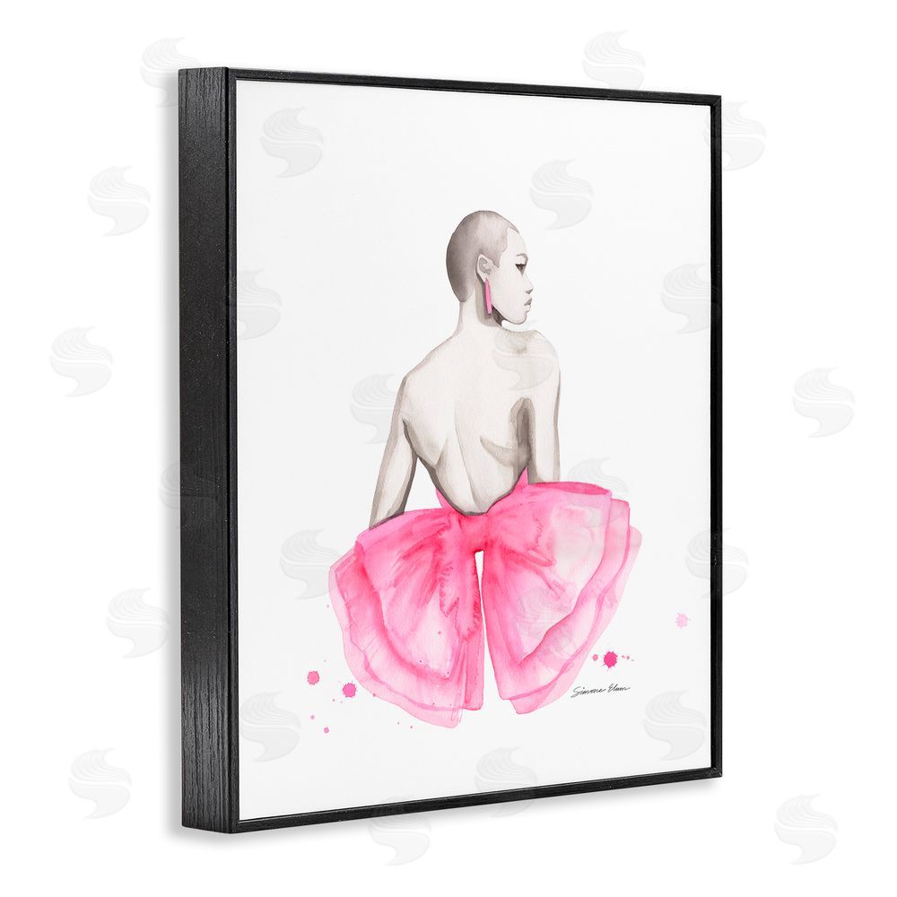 Simone Elum Pink Bow Portrait From Behind Black Framed Giclee Wall Art Print