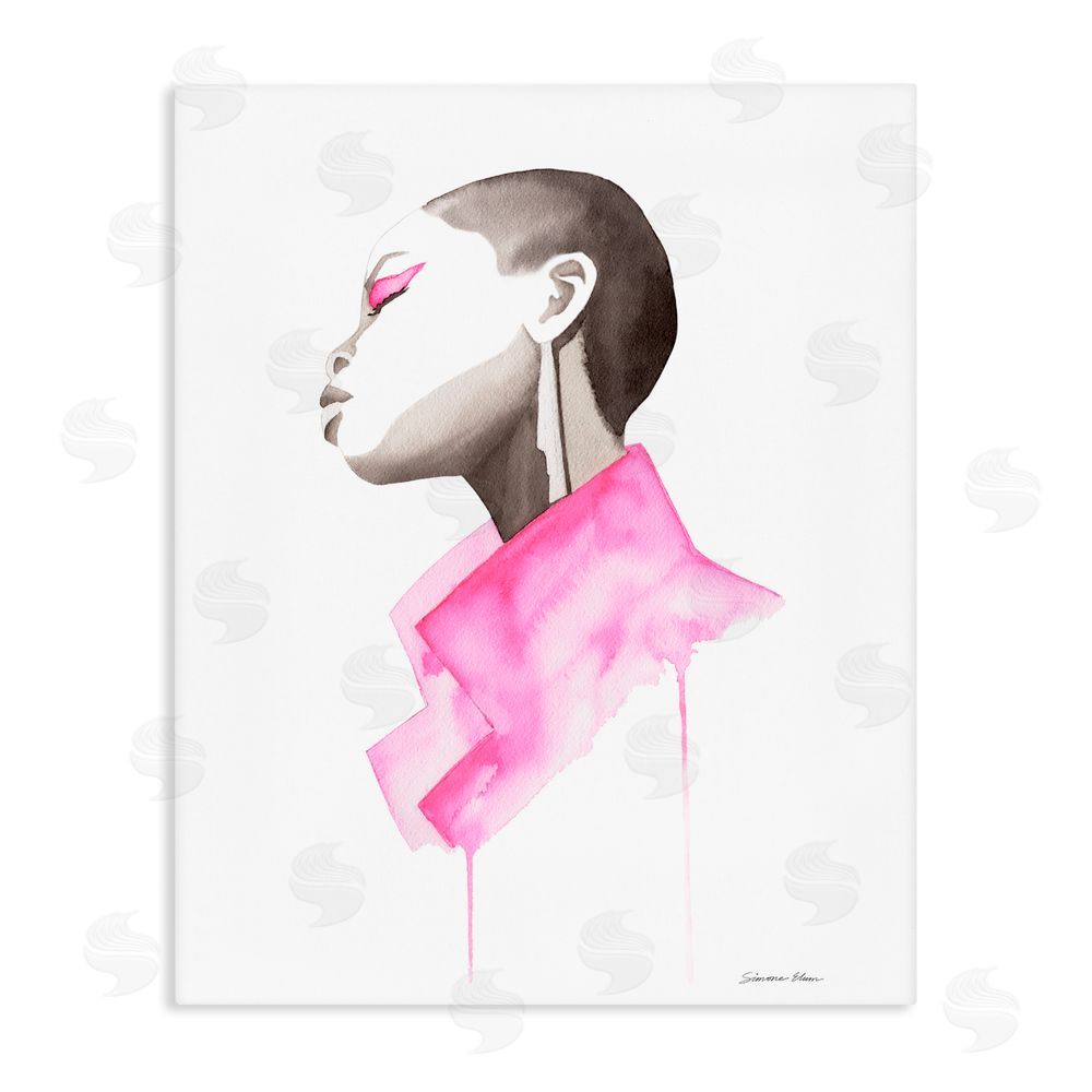 Simone Elum Pink Jacket Elegance Portrait Canvas Wall Art Print