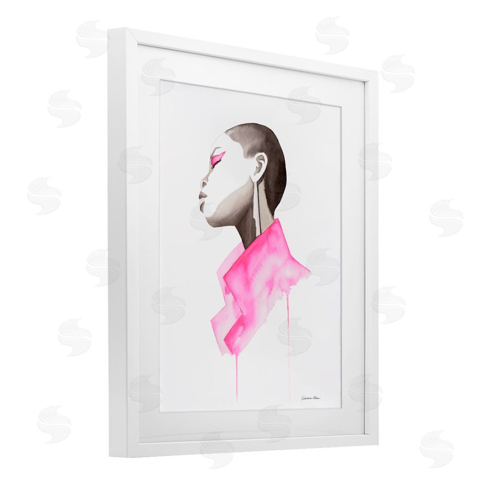 Simone Elum Pink Jacket Elegance Portrait White Framed Print Under Glass Wall Art