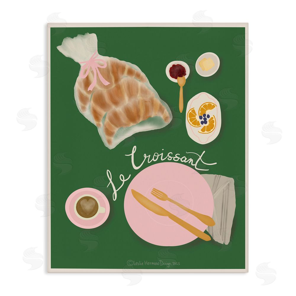 Leslie Hermosa Le Croissant French Spread Stretched Canvas Wall Art Print