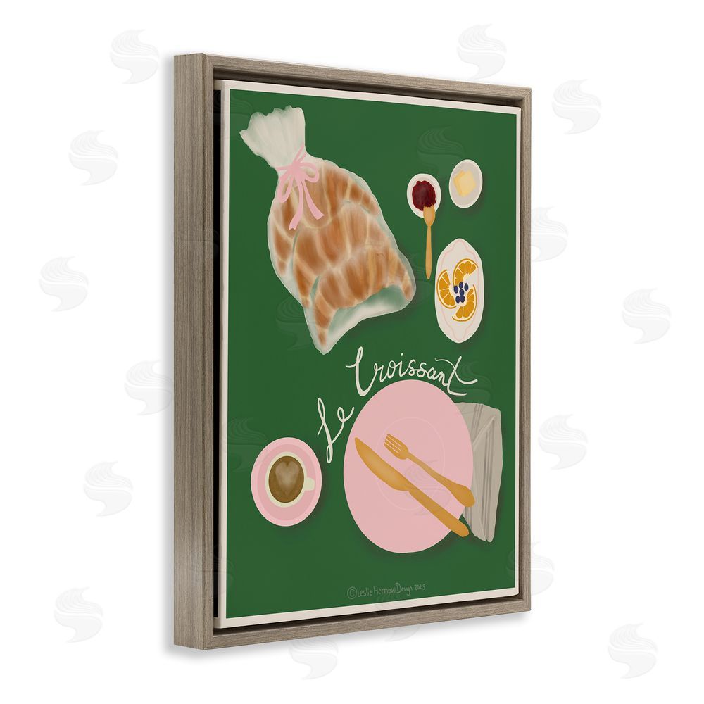 Leslie Hermosa Le Croissant French Spread Brown Floating Frame Canvas Wall Art Print