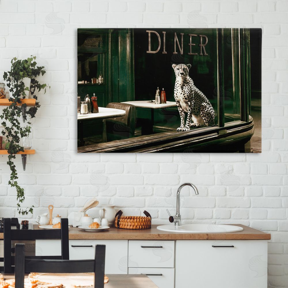 Annabelle Hall Diner Sentry Leopard Stretched Canvas Wall Art in Room