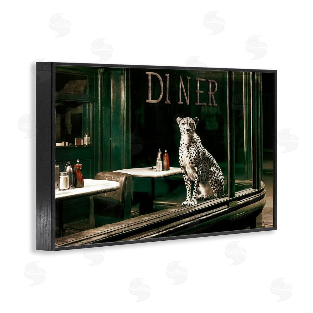 Annabelle Hall Diner Sentry Leopard Black Framed Giclee Wall Art Print
