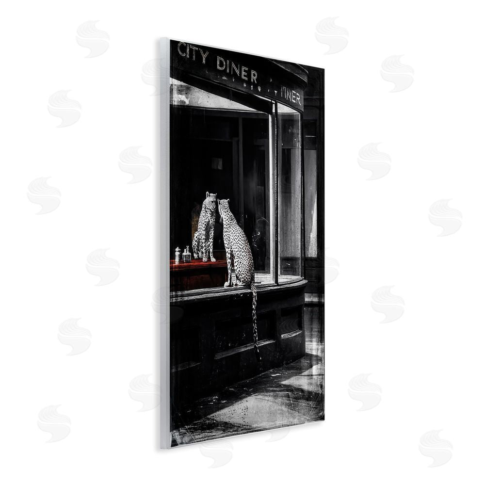 Annabelle Hall Diner Noir Leopard Reflection Wall Plaque Art Print