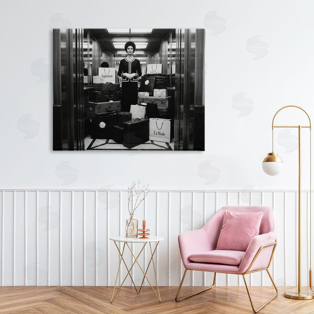 A Barefoot Stylist Elevator Chic Shopping Stretched Canvas Wall Art in Room