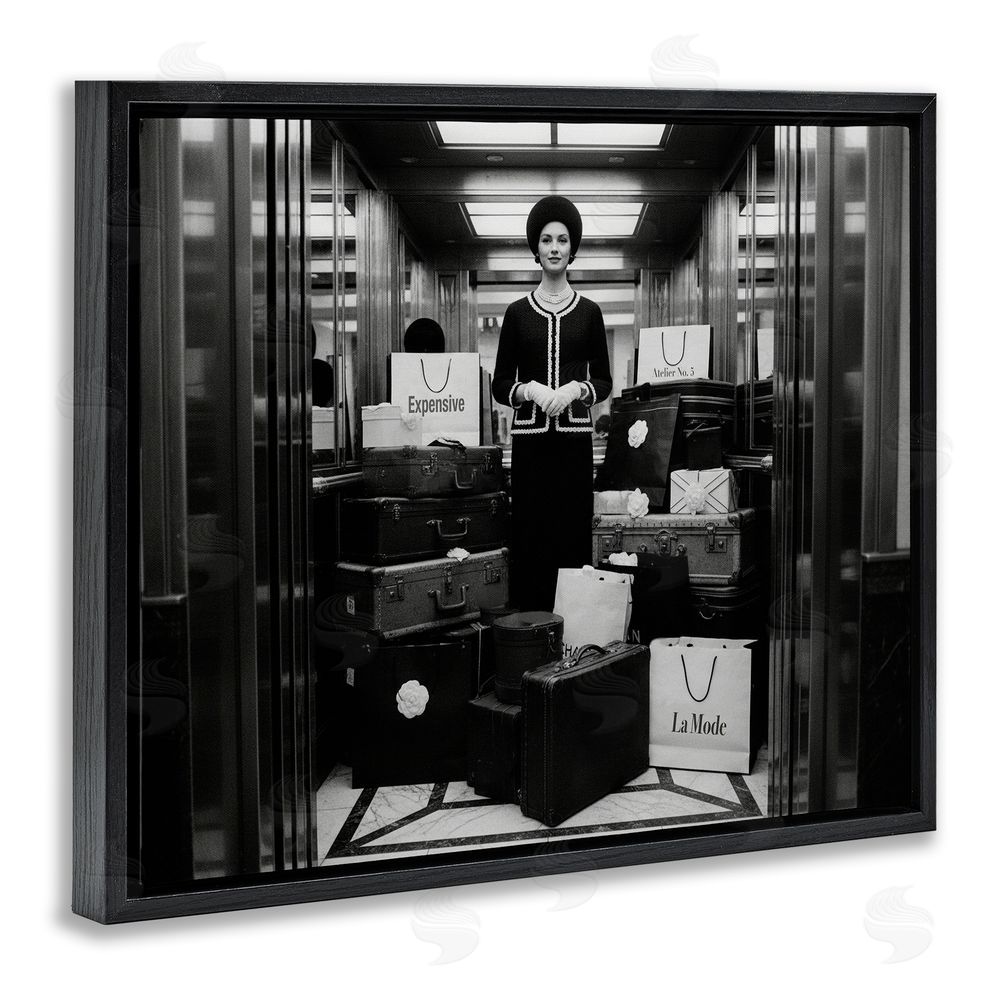 A Barefoot Stylist Elevator Chic Shopping Black Floating Frame Canvas Wall Art Print