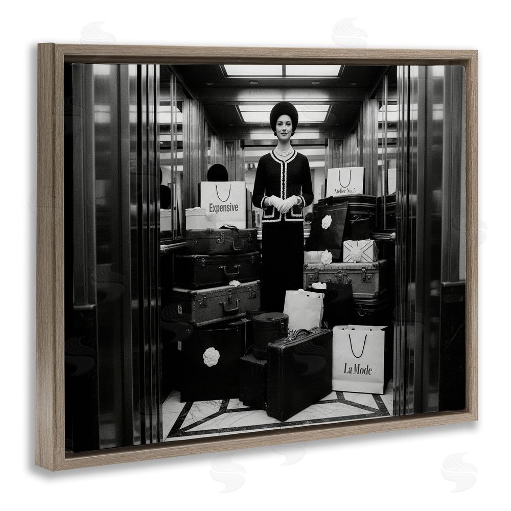 A Barefoot Stylist Elevator Chic Shopping Brown Floating Frame Canvas Wall Art Print