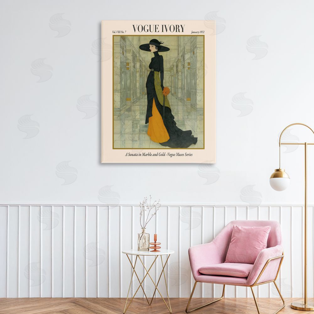 A Barefoot Stylist Ivory Hall Magazine Stretched Canvas Wall Art in Room