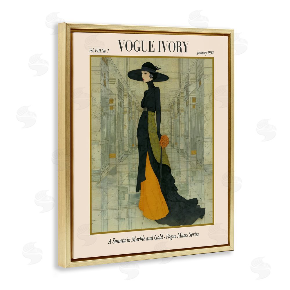 A Barefoot Stylist Ivory Hall Magazine Gold Floating Frame Canvas Wall Art Print