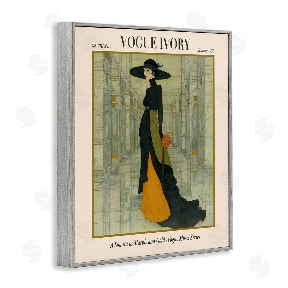 A Barefoot Stylist Ivory Hall Magazine Gray Framed Giclee Wall Art Print