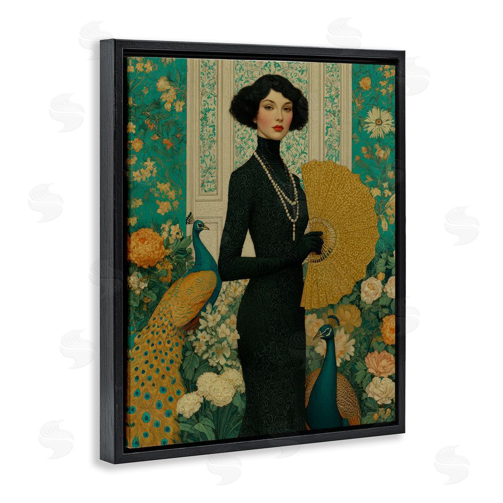 A Barefoot Stylist Floral Velvet Reign Black Floating Frame Canvas Wall Art Print