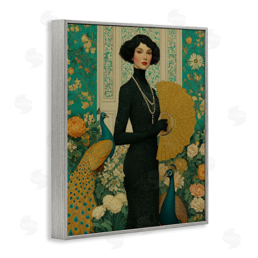 A Barefoot Stylist Floral Velvet Reign Gray Framed Giclee Wall Art Print