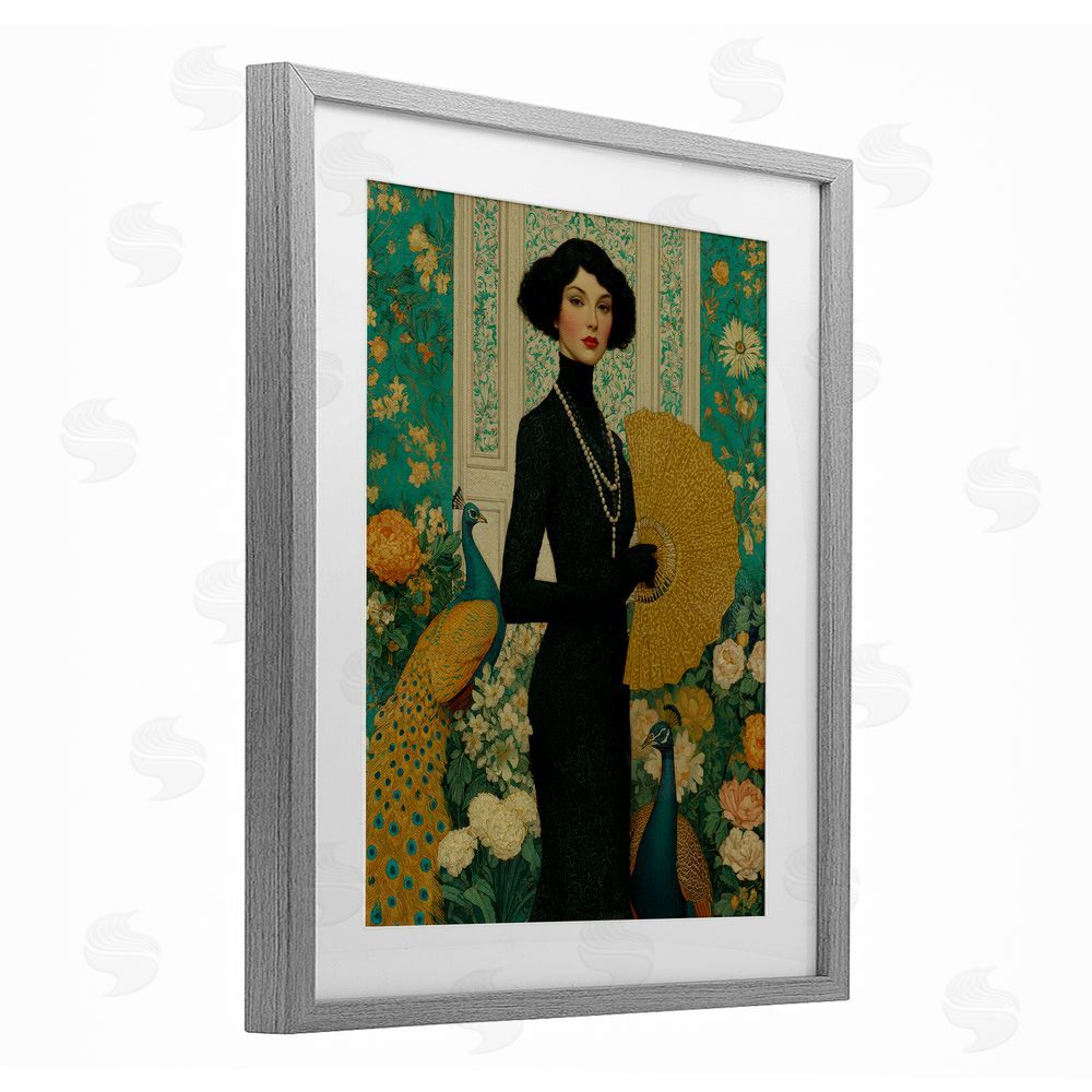 A Barefoot Stylist Floral Velvet Reign Gray Framed Print Under Glass Wall Art
