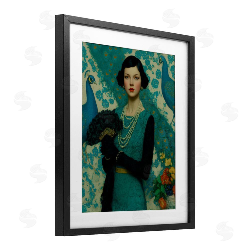 A Barefoot Stylist Vintage Peacock Poise Black Framed Print Under Glass Wall Art