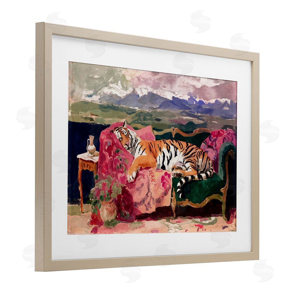 Annabelle Hall Velvet Lair Tiger Resting Brown Framed Print Under Glass Wall Art
