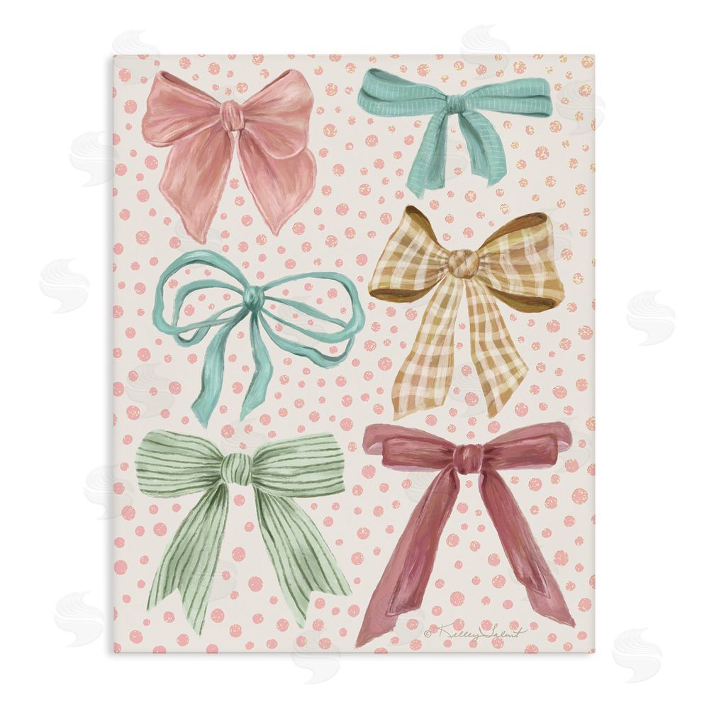 Kelley Talent Bow Beautiful over Polka Dots Stretched Canvas Wall Art Print