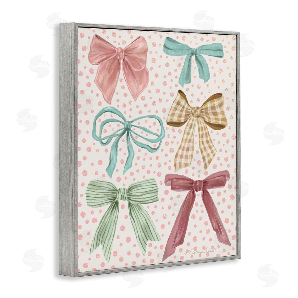 Kelley Talent Bow Beautiful over Polka Dots Gray Framed Giclee Wall Art Print