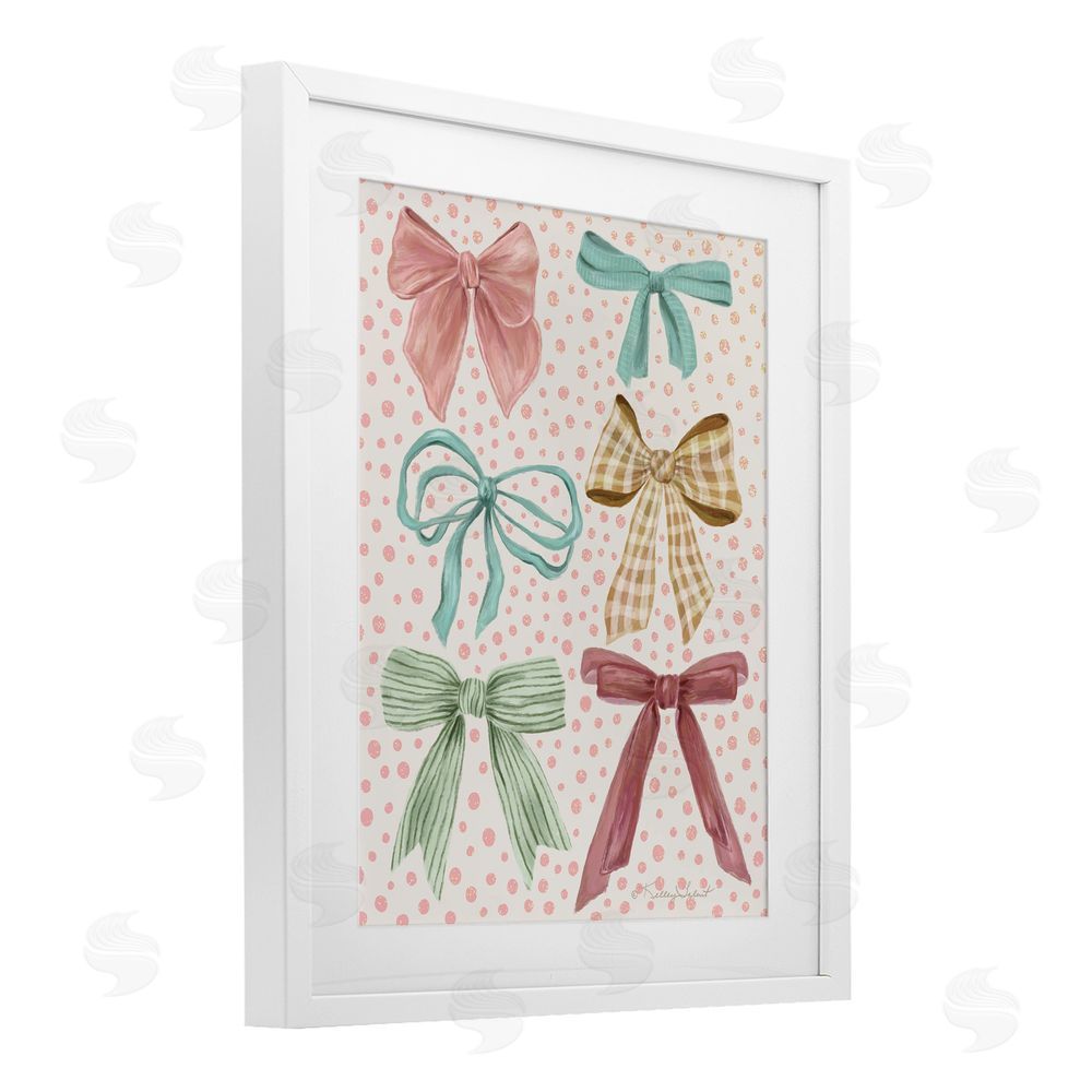 Kelley Talent Bow Beautiful over Polka Dots White Framed Print Under Glass Wall Art
