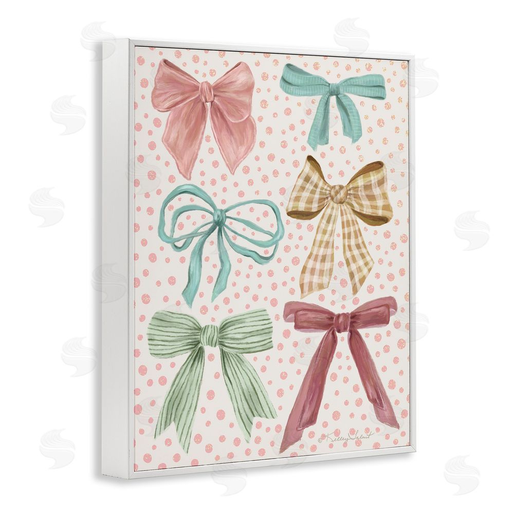 Kelley Talent Bow Beautiful over Polka Dots White Framed Giclee Wall Art Print