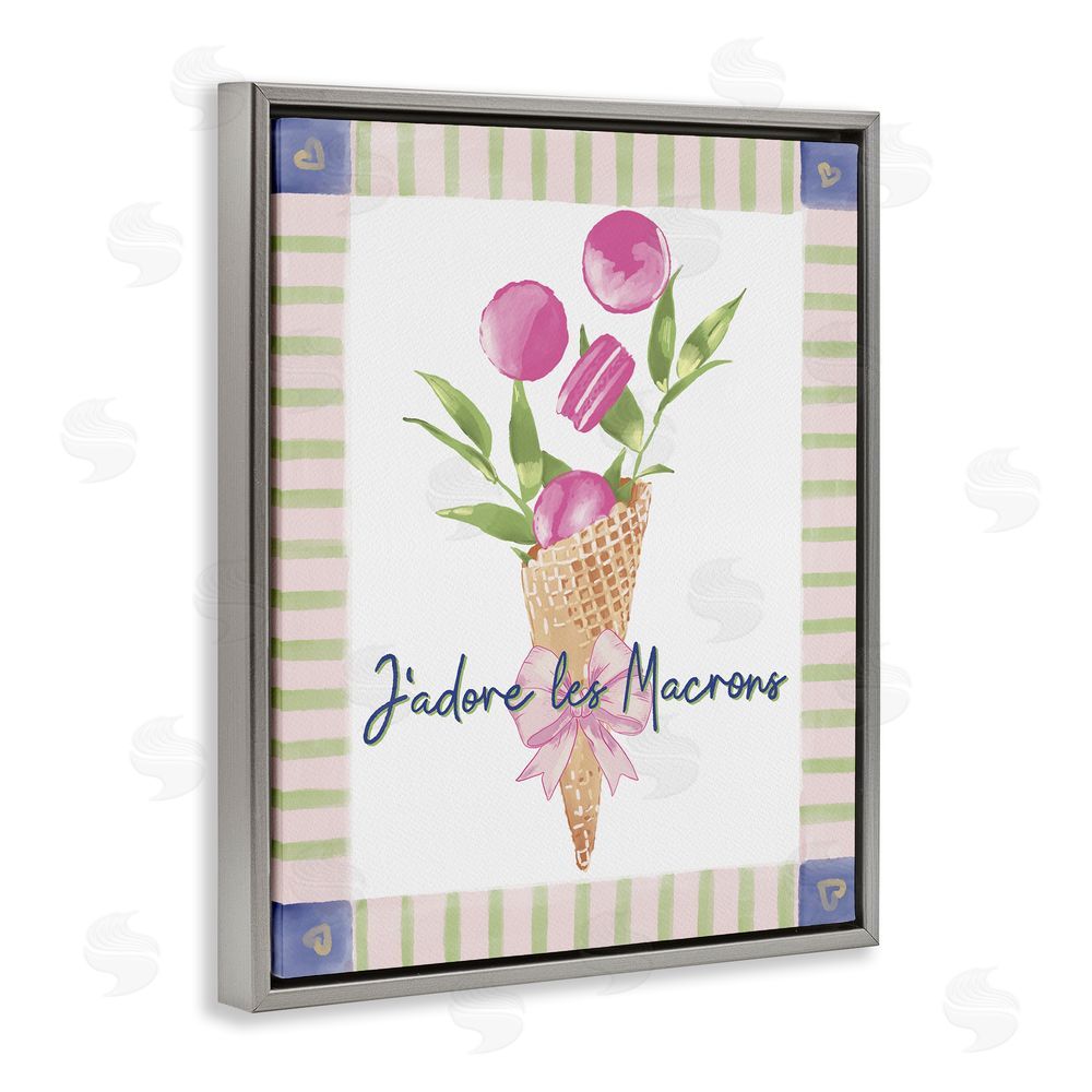 Radhika Modi Les Macarons Waffle Cone Gray Floating Frame Canvas Wall Art Print