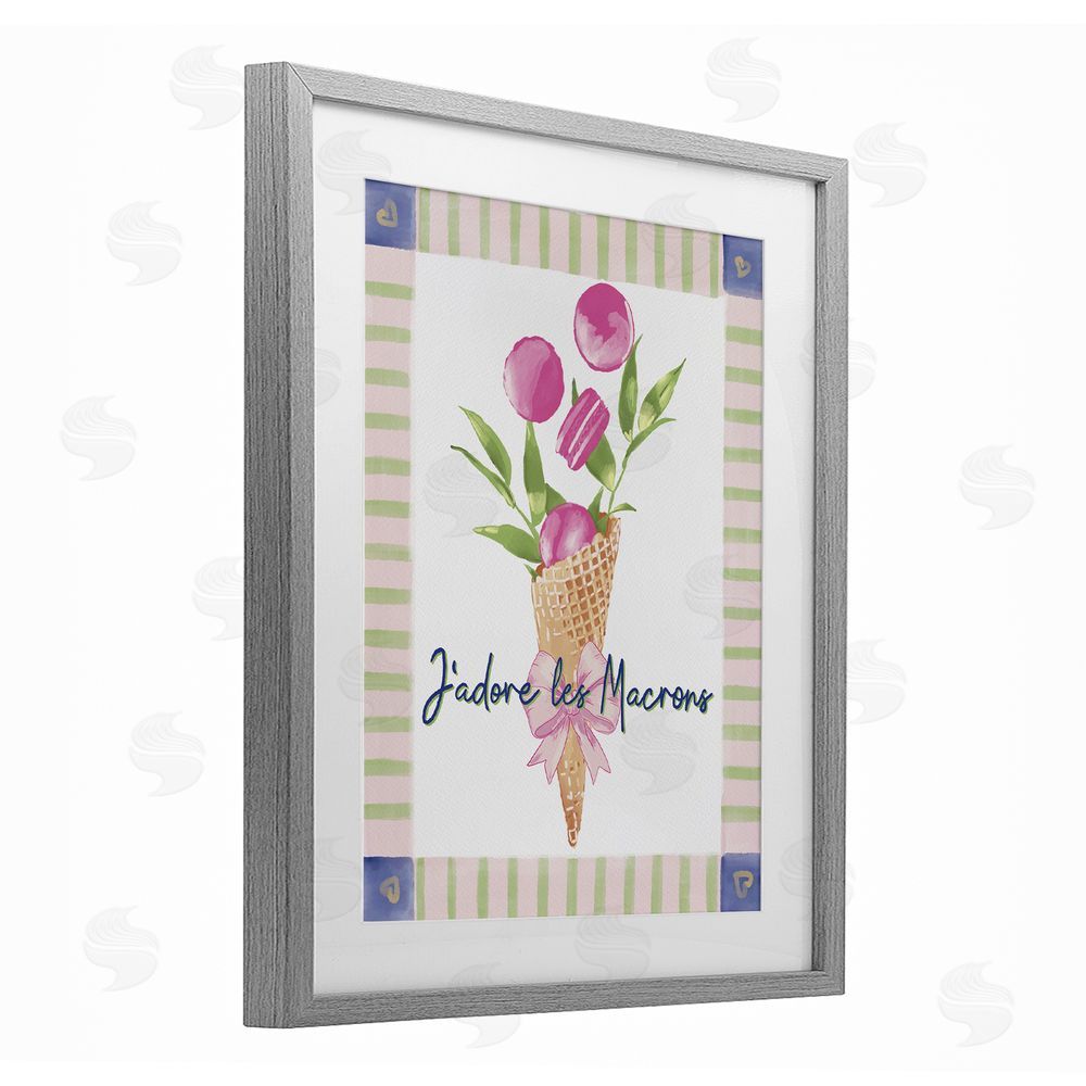 Radhika Modi Les Macarons Waffle Cone Gray Framed Print Under Glass Wall Art