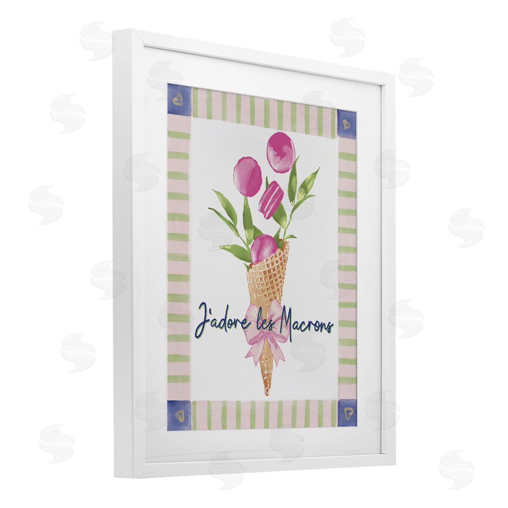 Radhika Modi Les Macarons Waffle Cone White Framed Print Under Glass Wall Art