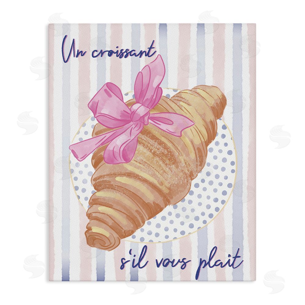 Radhika Modi Croissant Please with Ribbon Stretched Canvas Wall Art Print