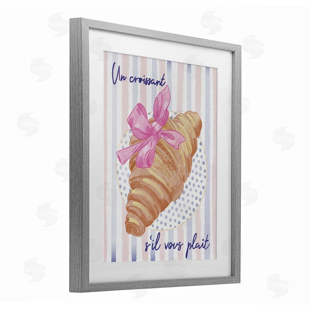 Radhika Modi Croissant Please with Ribbon Gray Framed Print Under Glass Wall Art