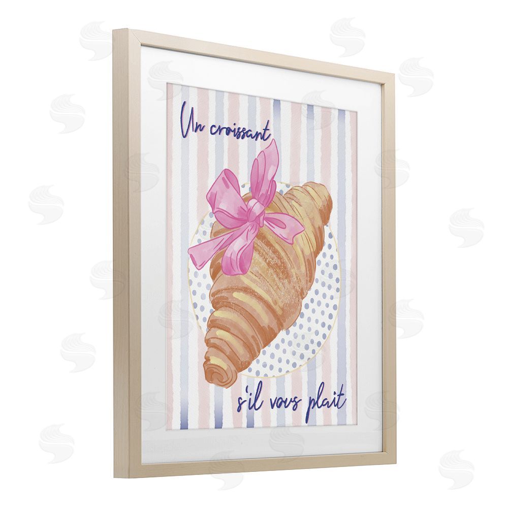 Radhika Modi Croissant Please with Ribbon Brown Framed Print Under Glass Wall Art