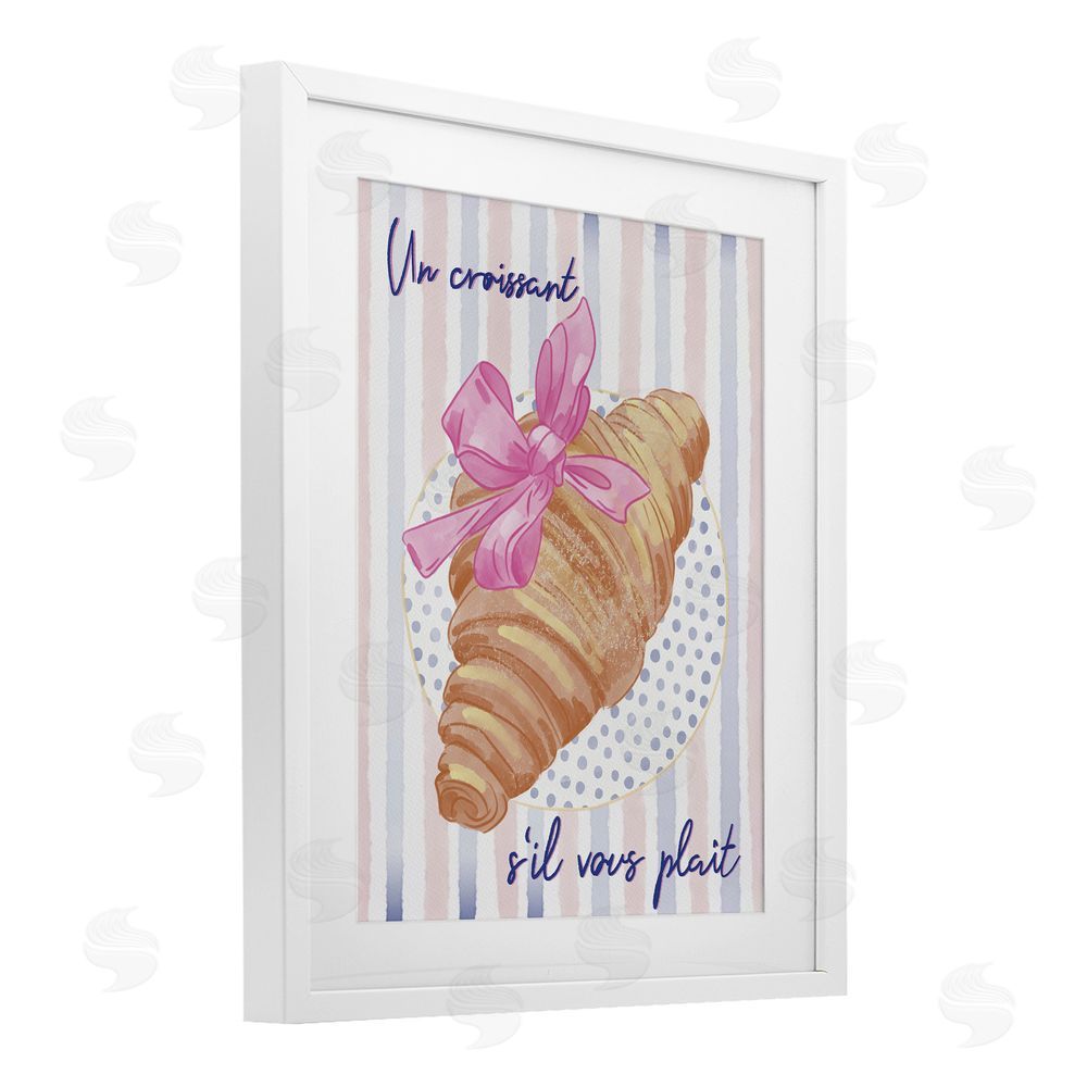 Radhika Modi Croissant Please with Ribbon White Framed Print Under Glass Wall Art
