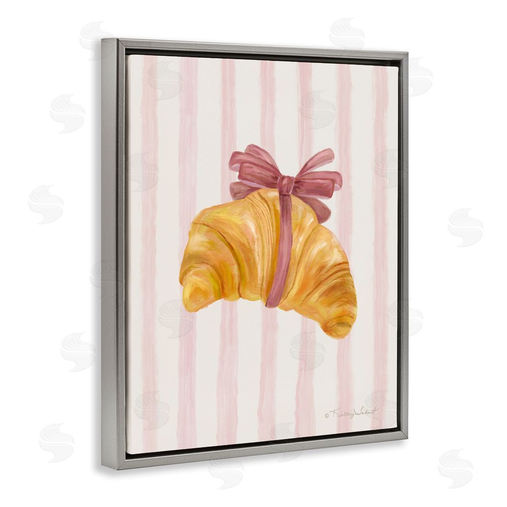 Kelley Talent For The Love Of Croissant Gray Floating Frame Canvas Wall Art Print