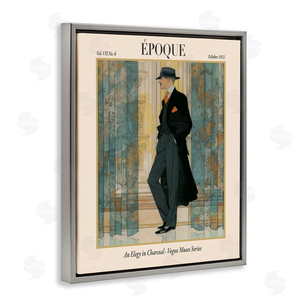 A Barefoot Stylist The Gentleman Magazine Gray Floating Frame Canvas Wall Art Print