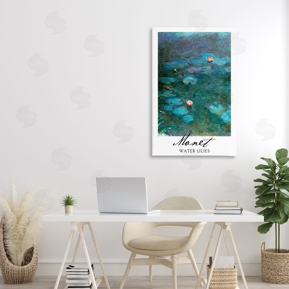 Vintage Hustle Monet Water Lilies Stretched Canvas Wall Art in Room