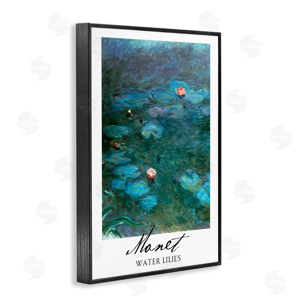 Vintage Hustle Monet Water Lilies Black Framed Giclee Wall Art Print