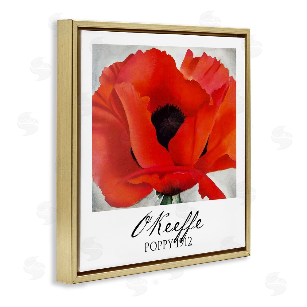 Vintage Hustle O'Keeffe Poppy Radiance Gold Floating Frame Canvas Wall Art Print