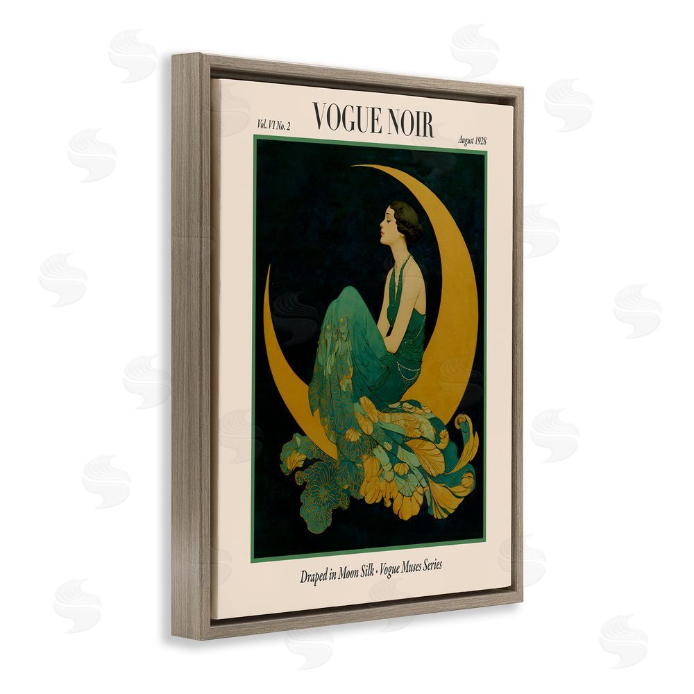 A Barefoot Stylist Draped In Moon Silk Brown Floating Frame Canvas Wall Art Print