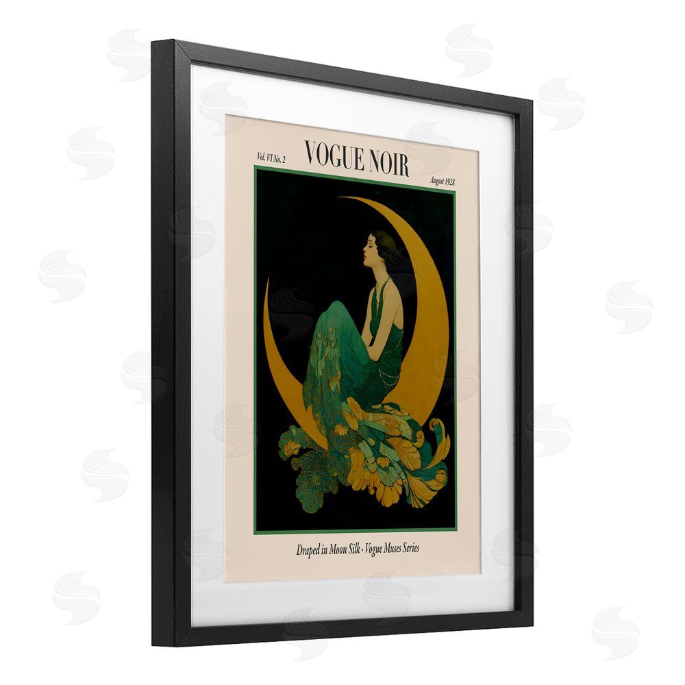 A Barefoot Stylist Draped In Moon Silk Black Framed Print Under Glass Wall Art