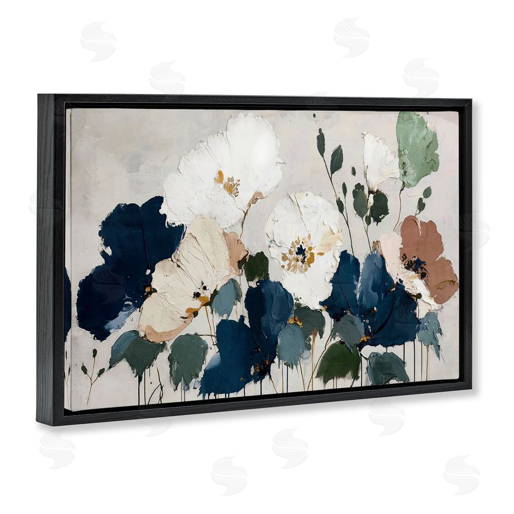 Annabelle Hall Indigo Botanica Garden Black Floating Frame Canvas Wall Art Print